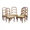 Set of 5 cherry wood chairs with fabric seat … - Moinat - Chairs