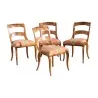Series of 4 Yverdon chairs in walnut re covered with fabric … - Moinat - Chairs
