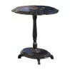 Napoleon III black lacquered pedestal table with floral top decor and … - Moinat - End tables, Bouillotte tables, Bedside tables, Pedestal tables