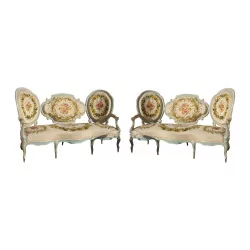 Pair of Louis XV Napoleon III sofas, covered with