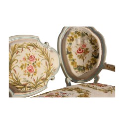 Paire de canapés Louis XV Napoléon III, recouvert de