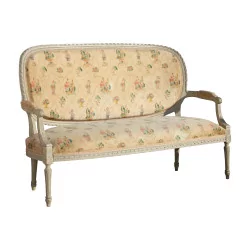Louis XVI 3-seater sofa in wood carved with ribbons,