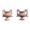 Pair of cast iron vases on the CORNEAU plinth... - Moinat - Urns, Vases