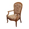 Fauteuil Louis-Philippe avec tissu brodé et bois de noyer. Fin … - Moinat - Fauteuils