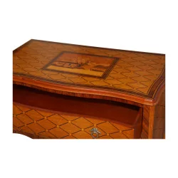 chest of drawers in lacquered wood with decoration on top, 2 drawers, …