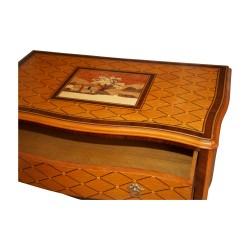 Commode en bois laqué avec décor sur dessus en bois clair, 2 …