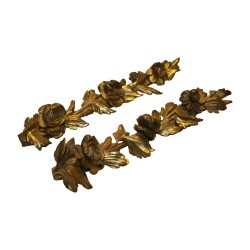 Paire de décoration murale en bois peint doré, dans …
