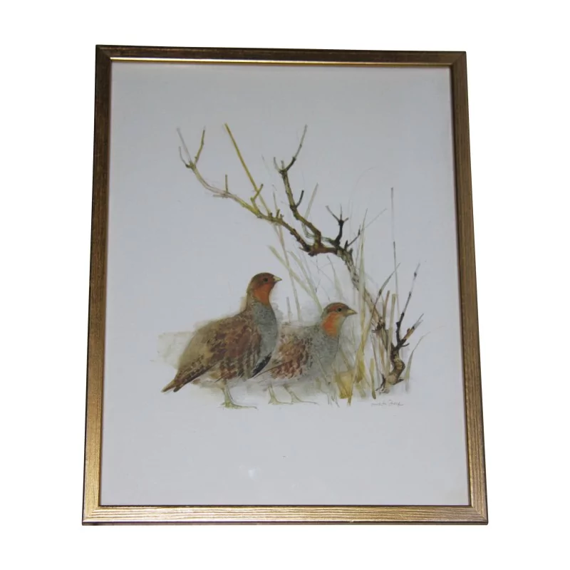 Aquarelle sous verre “Cailles” signée Mads STAGE (1922). 20ème … - Moinat - Tableaux - Nature morte Aquarelle sous verre “Cailles” signée Mads STAGE (1922). 20ème … - Moinat - Tableaux - Nature morte