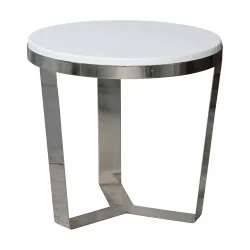 стол для гостиной, круглый стол на одной ножке из никелированного железа и …