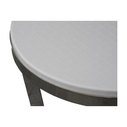 Coffee table, round pedestal table in nickel-plated iron and