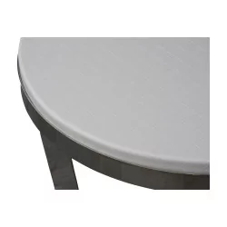 Wohnzimmertisch, runder Säulentisch aus vernickeltem Eisen und …