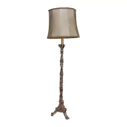 Stehlampe, Torchiere mit 2 Lichtern, aus weiß lackiertem Holz, …