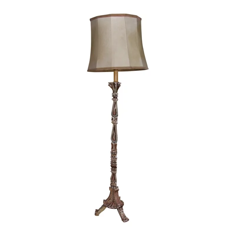 Stehlampe, Torchiere mit 2 Lichtern, aus weiß lackiertem Holz, … - Moinat - Stehlampen