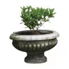Ovales Becken, Godron-Vase aus grauem Marmor aus Carrara, Frankreich, - Moinat - Urnen, Vasen