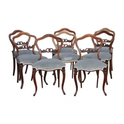 Set of 8 walnut and rosewood chairs, seat …