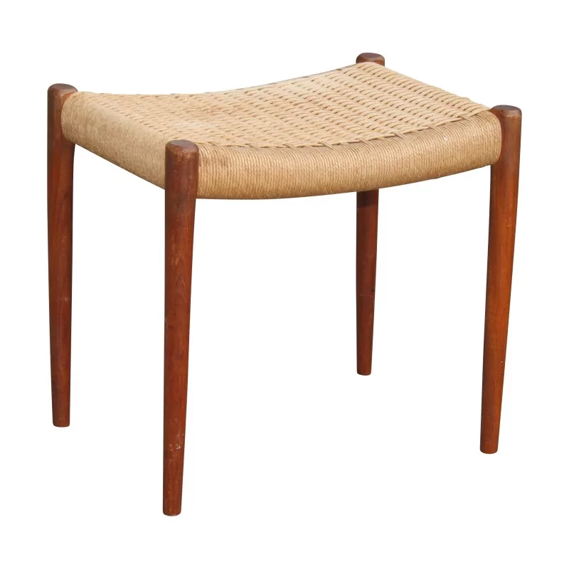 Hocker aus Teakholz und geflochtener Sitzfläche. Skandinavien, um … - Moinat - Hockern, Bänke, Sitzpolstern Hocker aus Teakholz und geflochtener Sitzfläche. Skandinavien, um … - Moinat - Hockern, Bänke, Sitzpolstern