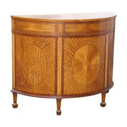 Buffet demi-lune avec 1 porte, en bois satiné. Angleterre,