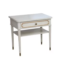 rechteckiger Nachttisch aus weiß lackiertem Holz mit 1 Schublade und …