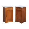 Pair of bedside tables 1 drawer and 1 door with white marble top, … - Moinat - End tables, Bouillotte tables, Bedside tables, Pedestal tables