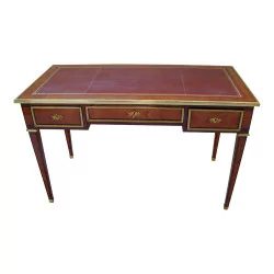 Louis XVI style flat desk in inlaid rosewood with