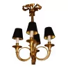 4-light bronze chandelier with black and gold shade … - Moinat - Chandeliers, Ceiling lamps