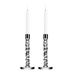 Pair of glass crystal candlesticks, medium model.