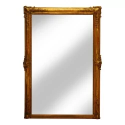 面长方形 Louis-Philippe 镜子，带镀金木框……
