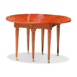Directoire dining room table in cherry wood with 3