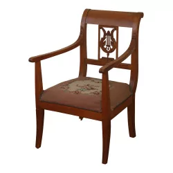 Fauteuil Directoire en bois de noyer avec dossier à palmette …