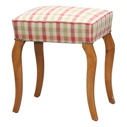 Louis-Philippe stool, covered with Tilbury Check fabric …