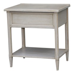 Chevet avec face faux tiroir avec tablette en bois peint gris …