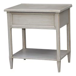 Bedside table with false drawer front with gray painted wooden shelf …