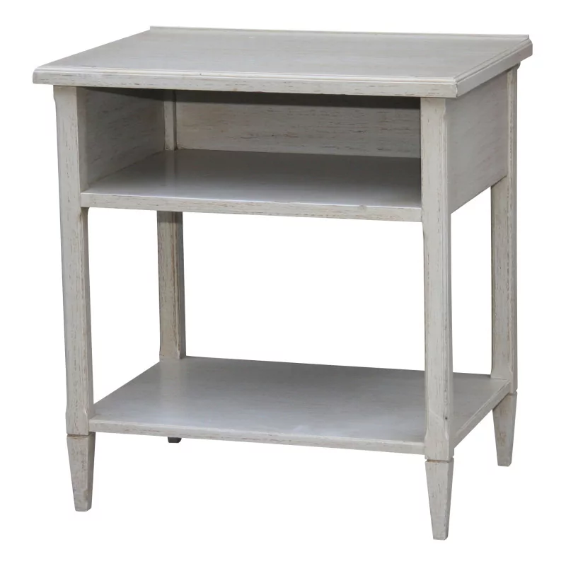 Bedside table with front 1 niche with shelf in gray painted wood … - Moinat - End tables, Bouillotte tables, Bedside tables, Pedestal tables