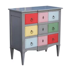 Chest of 3 drawers in multicolored painted wood.