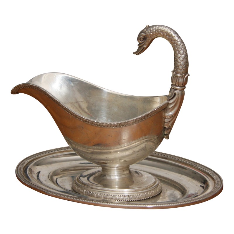 Sauce boat in 800 silver with its “Swans” dish. France, … - Moinat - Silverware Sauce boat in 800 silver with its “Swans” dish. France, … - Moinat - Silverware