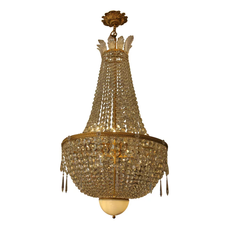 Large basket chandelier in bronze and crystals in the process of … - Moinat - Chandeliers, Ceiling lamps