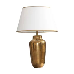 Lampe en porcelaine, modèle moderne, coloris or, avec …