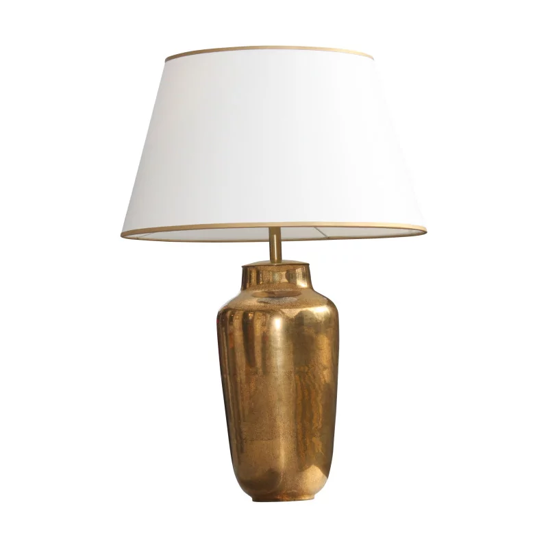 Lampe en porcelaine, modèle moderne, coloris or, avec … - Moinat - Lampes de table