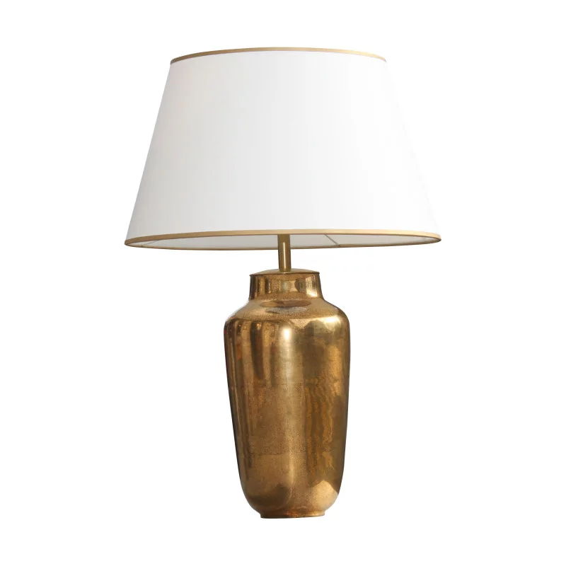 Porcelain lamp, modern model, gold color, with … - Moinat - Table lamps