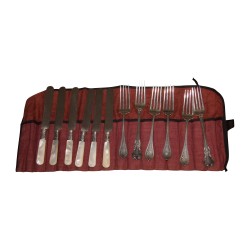 Service including: 6 silver knives with mother-of-pearl handle (L19 x …