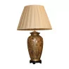 Porcelain lamp, Dian model with beige pleated lampshade. - Moinat - Table lamps
