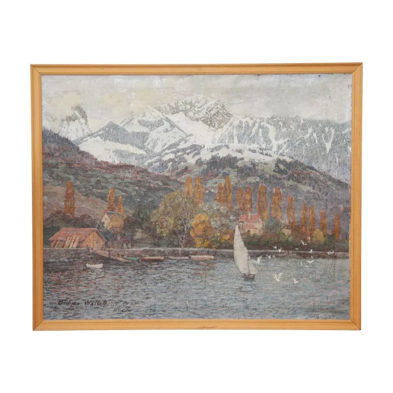 画布油画“Bout du lac”，署名于左下方…… - Moinat - 画 - 景观