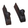 Pair of cast iron \"Faces\" andirons. 20th century - Moinat - Firedogs, Andirons