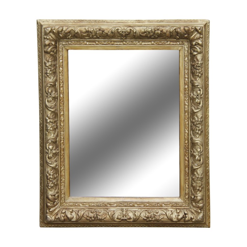 Miroir avec cadre en bois peint doré richement sculpté. 20ème … - Moinat - Glaces, Miroirs Miroir avec cadre en bois peint doré richement sculpté. 20ème … - Moinat - Glaces, Miroirs