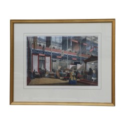 对镶有镀金杆的玻璃框下的版画，“Les …