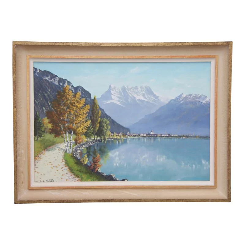 Tableau huile sur toile (60 x 43 cm) “Paysage - Vue de … - Moinat - Tableaux - Paysage