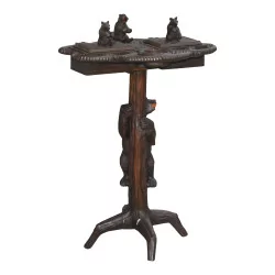 Säulentisch, Räuchertisch, Brienzer Bär aus geschnitztem Holz und 4 …