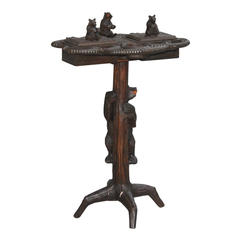 pedestal table, smoking table, carved wooden Brienz bear and 4 - Moinat - End tables, Bouillotte tables, Bedside tables, Pedestal tables pedestal table, smoking table, carved wooden Brienz bear and 4 - Moinat - End tables, Bouillotte tables, Bedside tables, Pedestal tables