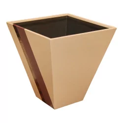 trapeze-shaped wastepaper basket in cowhide leather and …