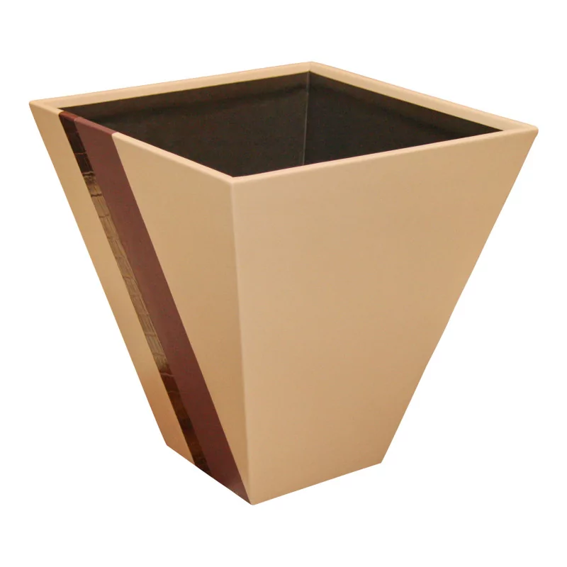 trapeze-shaped wastepaper basket in cowhide leather and … - Moinat - Office accessories, Inkwells